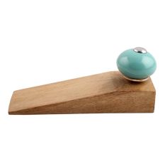 2 Pieces Sea Green Round Ceramic Wooden Door Stopper